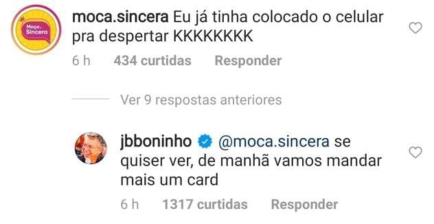 Resposta de Boninho para seguidor (Foto: Reprodução)