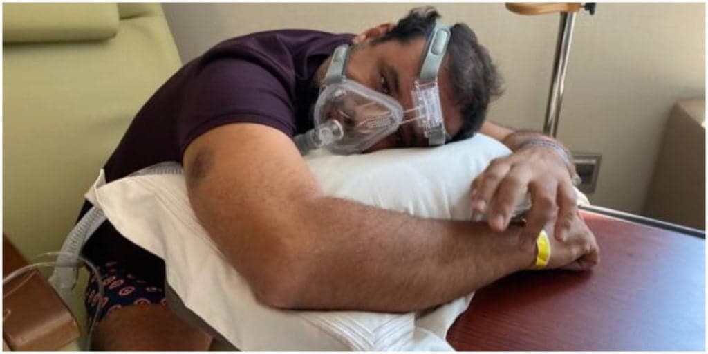 Geraldo Luís surge debruçado em mesa com aparelhos e fios em luta pela vida após ter órgão corrompido