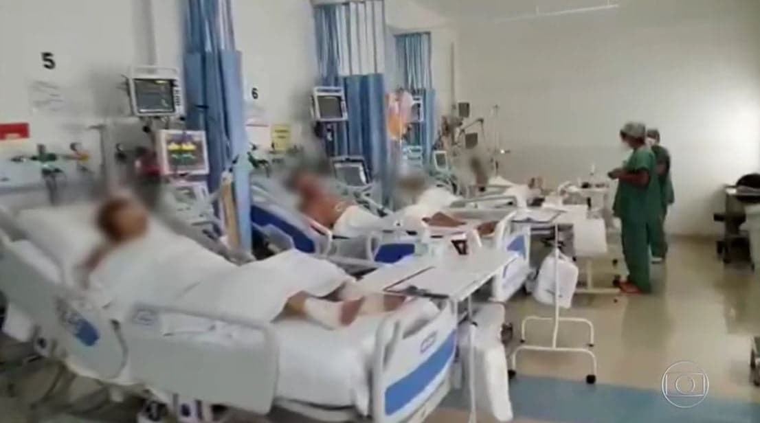 Leitos ocupados em São Paulo (Foto: Reprodução/TV Globo) Leitos ocupados em São Paulo (Foto: Reprodução/TV Globo)