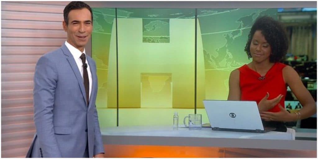 César Tralli, após ter relação íntima com Maju exposta, se empolga e declara amor em público: "Companheiros''