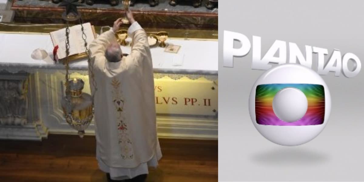 Papa Francisco no túmulo de João Paulo II (Foto: Reprodução/TV Globo) Papa Francisco no túmulo de João Paulo II (Foto: Reprodução/TV Globo)