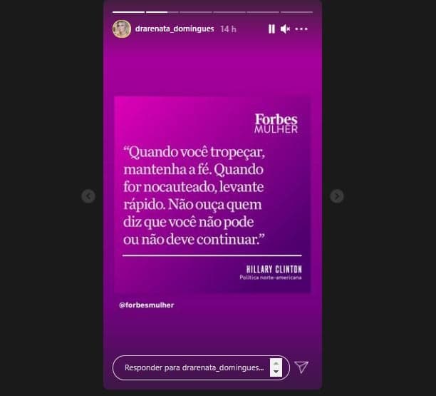 Renata Domingues compartilhou pensamento com os seguidores (Foto: Reprodução/Instagram) Renata Domingues compartilhou pensamento com os seguidores (Foto: Reprodução/Instagram)