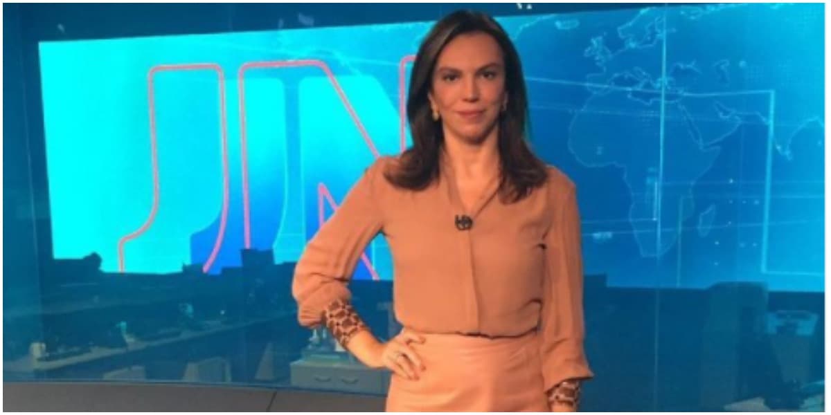 Ana Paula Araújo surgiu em telejornal fora do Bom Dia Brasil e chamou a atenção (Foto: Reprodução)
