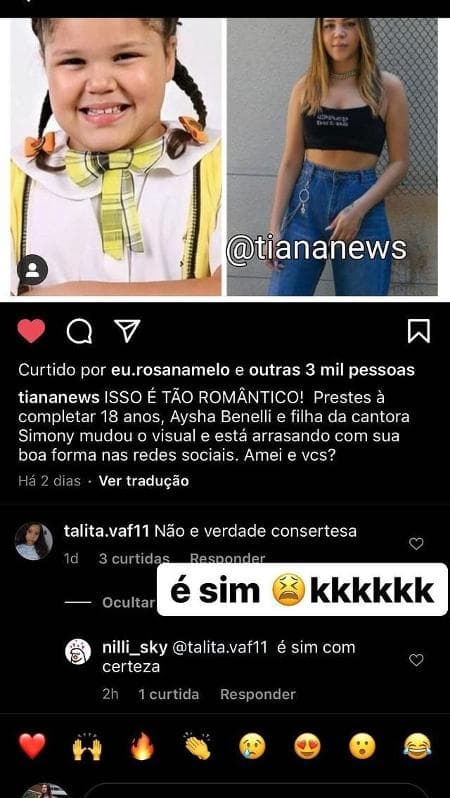Fãs duvidaram da mudança de Aysha Benelli nas redes sociais (Foto: Reprodução/Instagram)