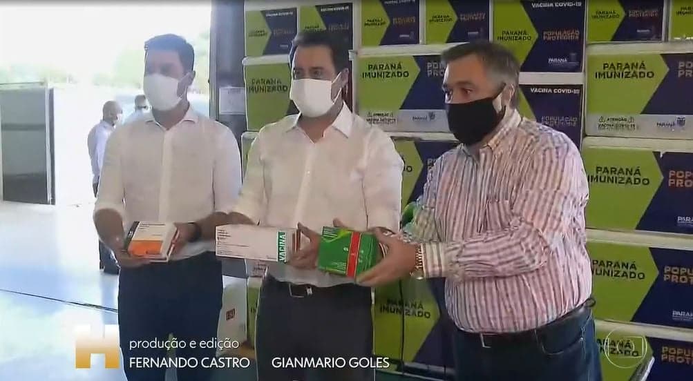 Ratinho Jr. foi destaque no "Jornal Hoje" após receber lote vacinas no Paraná (Foto: Reprodução/TV Globo)