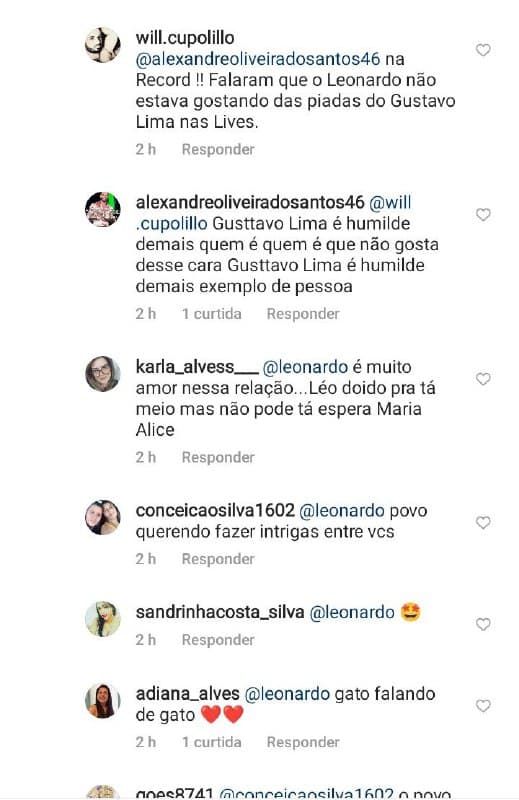 Os comentários na publicação de Gusttavo Lima surpreenderam (Foto: Reprodução) Os comentários na publicação de Gusttavo Lima surpreenderam (Foto: Reprodução)