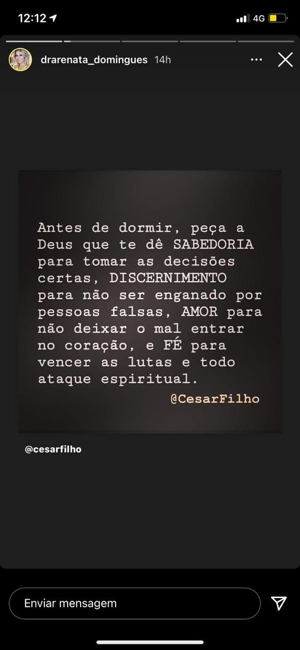 Recado de esposa de Carlos Alberto (Reprodução) Recado de esposa de Carlos Alberto (Reprodução)