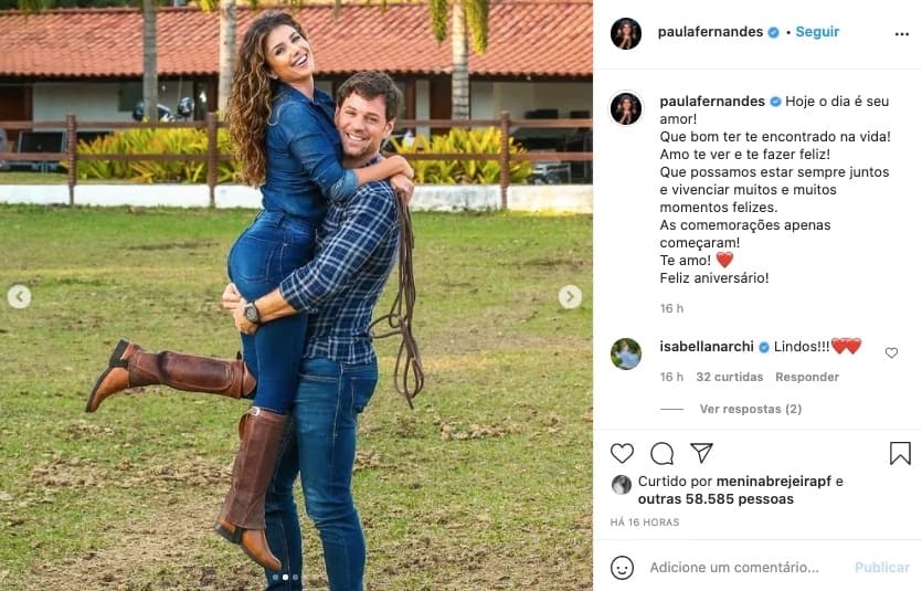 Paula Fernandes trepada em namorado na mata (Imagem: Reprodução)