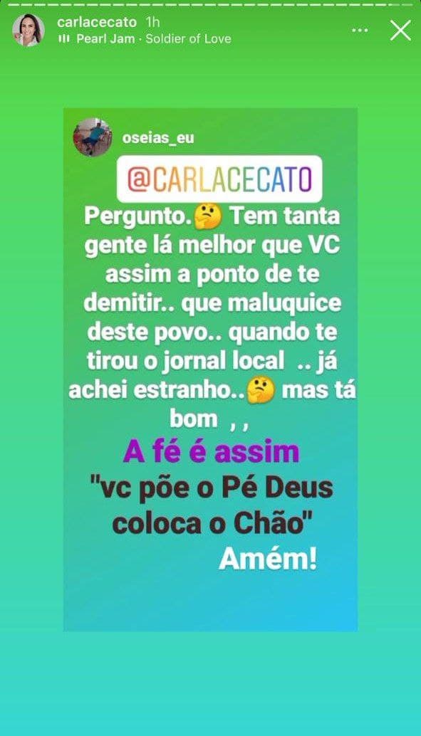 Fã da jornalista demonstrou apoio (Foto: Reprodução/ Instagram) Fã da jornalista demonstrou apoio (Foto: Reprodução/ Instagram)