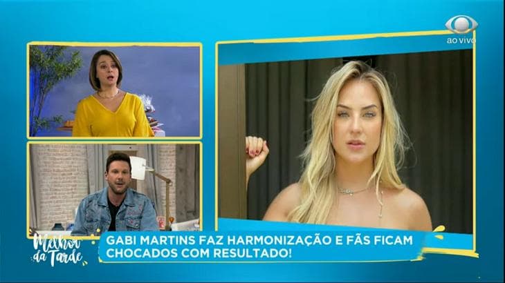 Catia Fonseca se assusta com resultado de procedimento estético de Gabi Martins (Foto: Reprodução/Band) Catia Fonseca se assusta com resultado de procedimento estético de Gabi Martins (Foto: Reprodução/Band)