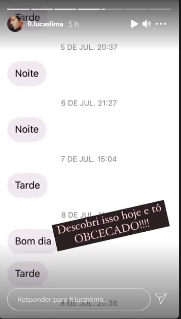 Lucas Lima expõe diversas mensagens recebidas diariamente (Foto: Reprodução/Instagram) Lucas Lima expõe diversas mensagens recebidas diariamente (Foto: Reprodução/Instagram)