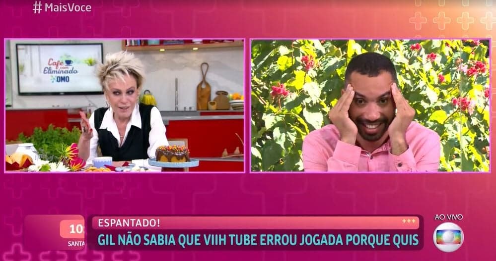 Ana Maria Braga e Gil no "Mais Você" desta segunda-feira (Foto: Reprodução/TV Globo)