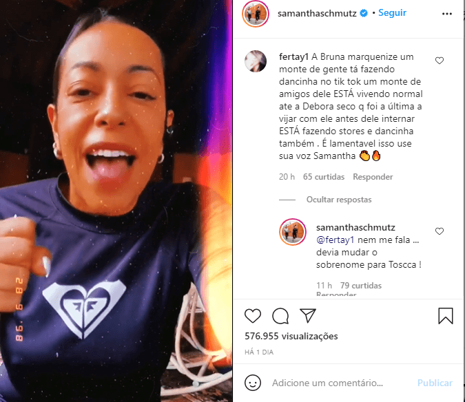 Samantha Schmütz usou as redes sociais para fazer desabafo e alfinetou Deborah Secco (Foto: Reprodução)