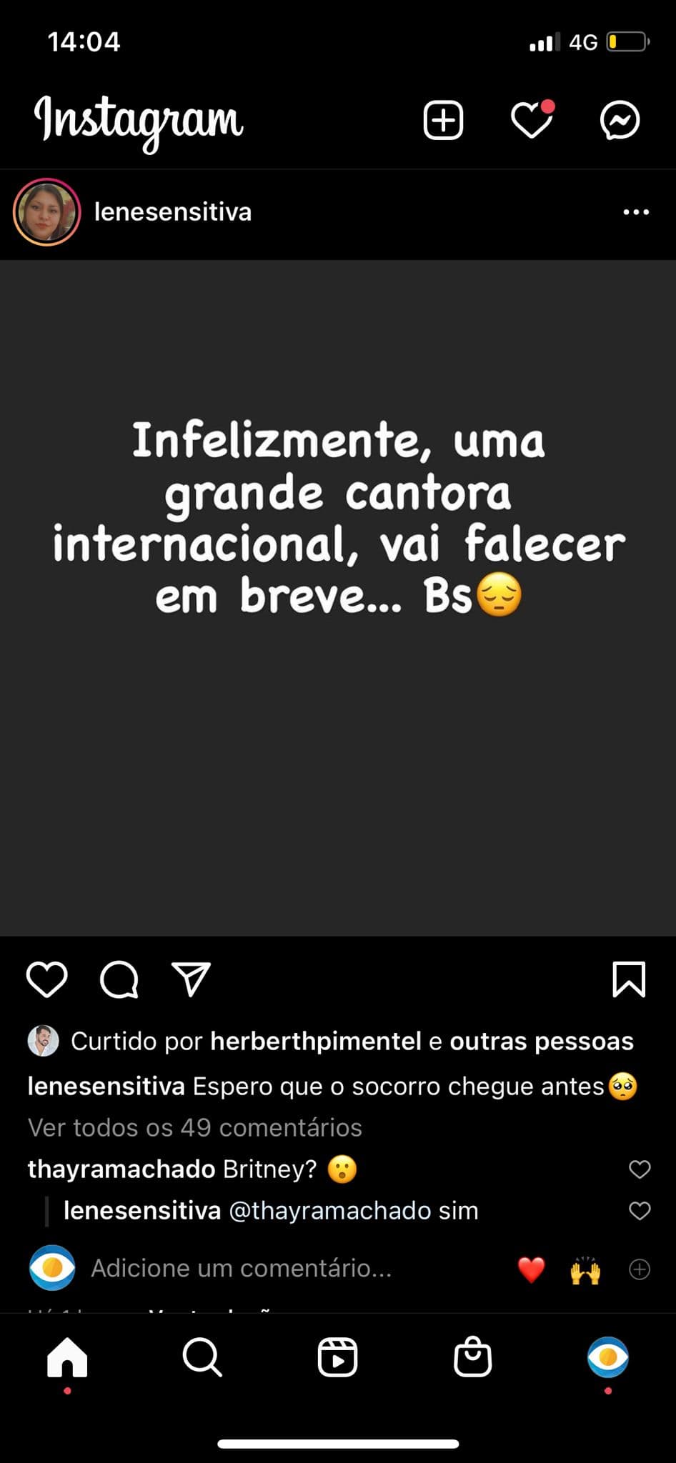 Lene Sensitiva confirma morte de grande cantora (Reprodução)