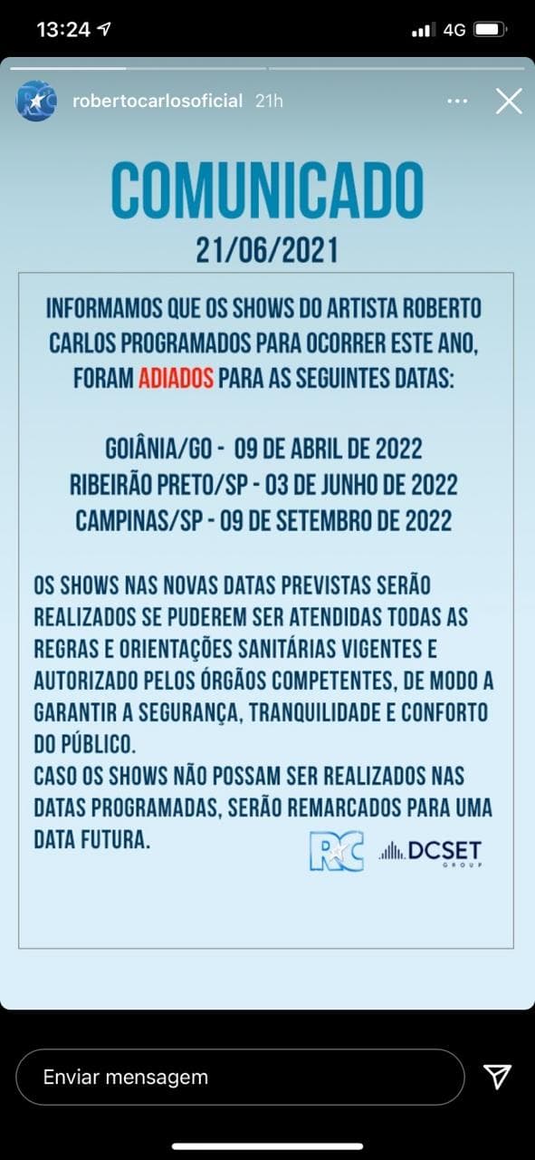Equipe de Roberto Carlos emite comunicado urgente sobre a carreira após cantor confirmar doença: "Um adeus"