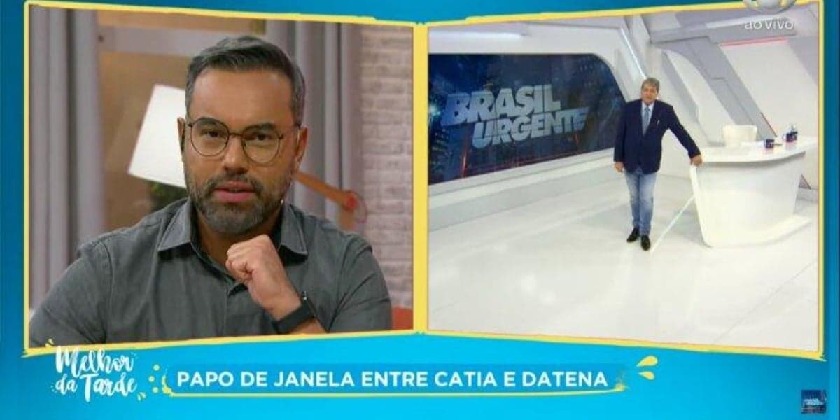 Datena arranca jornalista do Melhor da Tarde do armário - Foto: Reprodução Datena arranca jornalista do Melhor da Tarde do armário - Foto: Reprodução