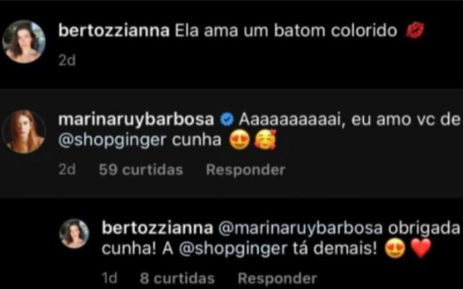 Marina Ruy Barbosa em conversa com a sua cunhada (Imagem: Reprodução) Marina Ruy Barbosa em conversa com a sua cunhada (Imagem: Reprodução)