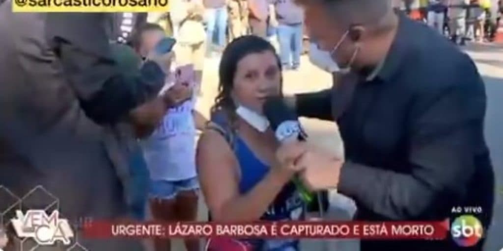 Mulher arranca microfone de repórter do SBT e expõe segredo sobre Lázaro que a polícia escondeu: "20 dias"