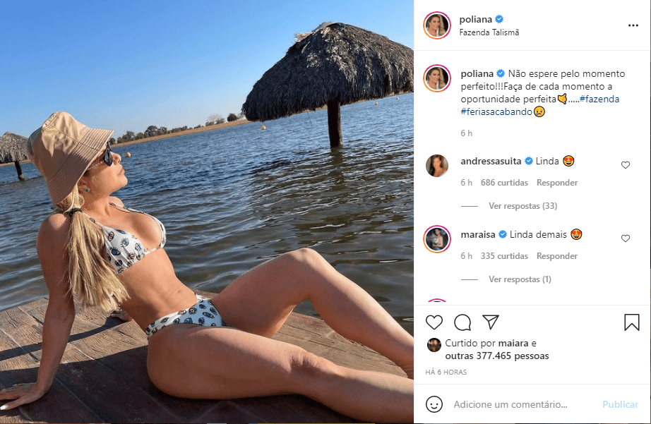 Poliana Rocha surpreendeu a posar somente de biquíni (Foto: Reprodução)