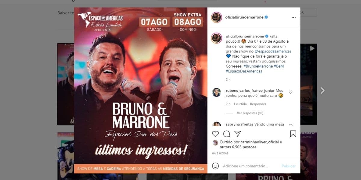 Bruno e Marrone que dupla segue junta (Reprodução) Bruno e Marrone que dupla segue junta (Reprodução)