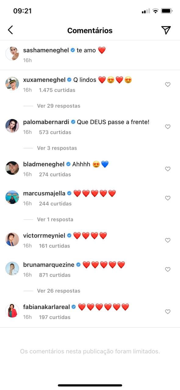 Xuxa manda recado para Sasha e Luciano Szafir nas redes sociais (Reprodução) Xuxa manda recado para Sasha e Luciano Szafir nas redes sociais (Reprodução)