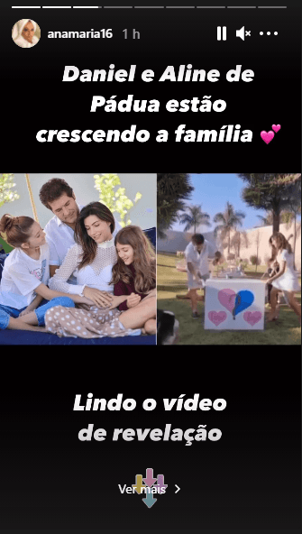 Ana Maria postou a informação em seus stories do Instagram Ana Maria postou a informação em seus stories do Instagram