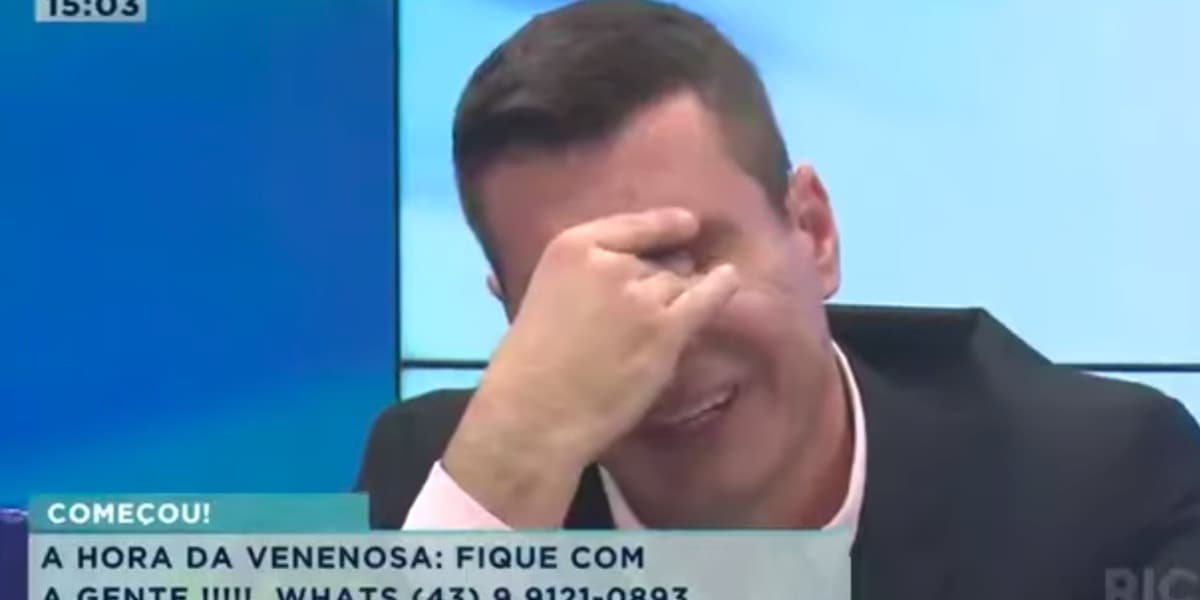 Giuliano Marcos foi aos prantos ao vivo (Foto: Reprodução)