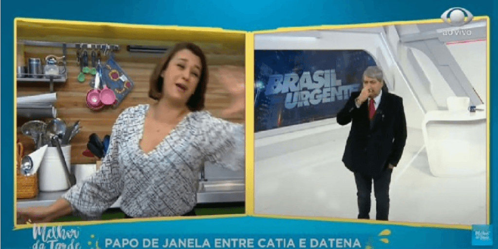 Catia Fonseca e Datena são proibidos de interagir ao vivo: "Isso é ordem de algum diretor aqui dentro"