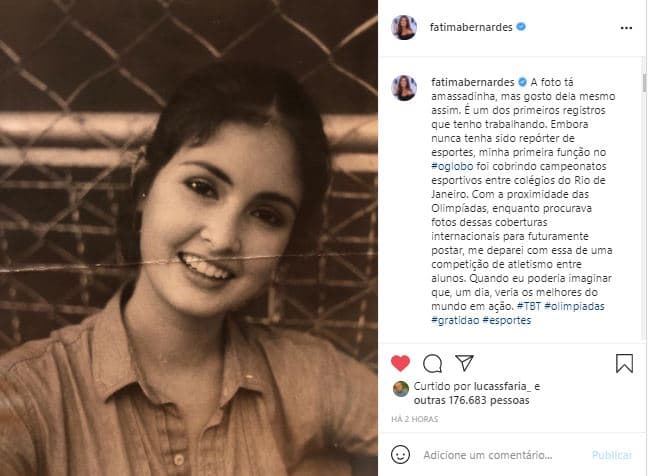 Fátima Bernardes relembrou o início da carreira em post (Foto: Reprodução/Instagram)