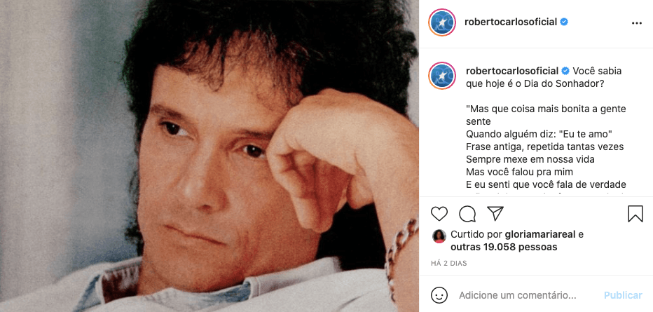 Roberto Carlos faz relato sobre amor e emociona fãs - Reprodução