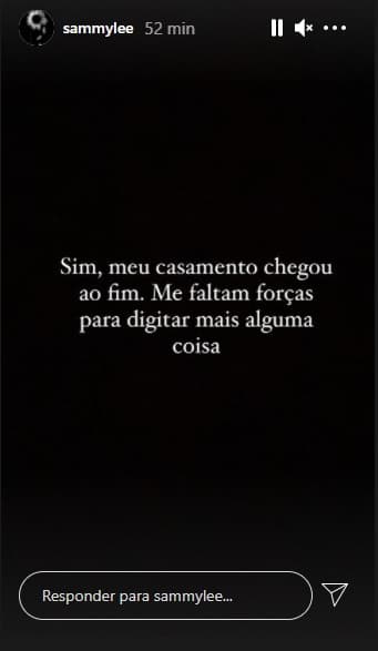 Sammy admite separação através de seu Instagram (Imagem: Reprodução) 