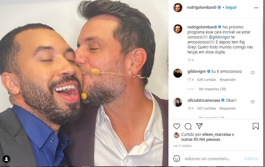 Rodrigo Lombardi se declarou para Gil nos bastidores do The Masked Singer (Foto: Reprodução) 