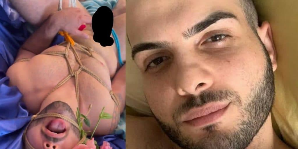 Ex-BBB Mahmoud surge amarrado, nu e excitado em vídeo e ironiza: "Já sou cancelado mesmo"