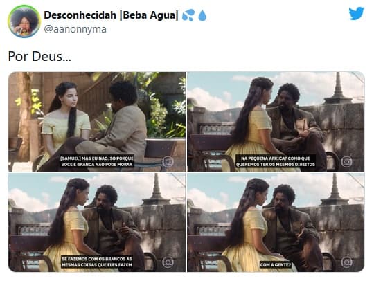 Cena da novela que gerou revolta no movimento negro (Imagem: Reprodução)