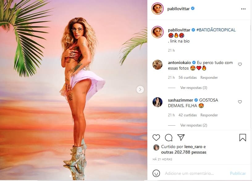 Publicação de Pabllo Vittar (Imagem: Reprodução)