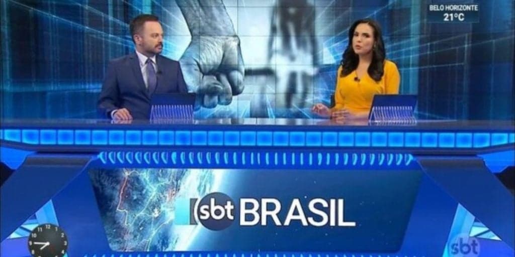 SBT Brasil sofre com problema em seu telão ao vivo, que quase explode e telejornal é encerrado às pressas