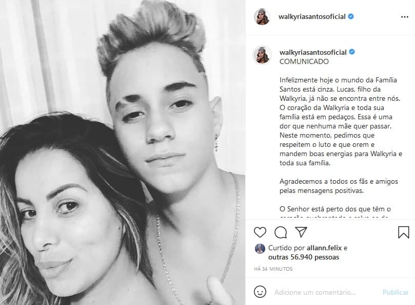 Publicação do perfil de Wakyria Santos no Instagram (Foto: Reprodução)