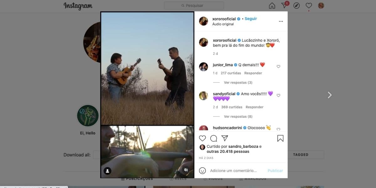Xororó expõe parceria com Lucas Lima (Reprodução)