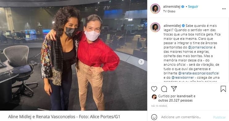 Aline Midlej e Renata Vasconcellos (Foto: Reprodução/Instagram)