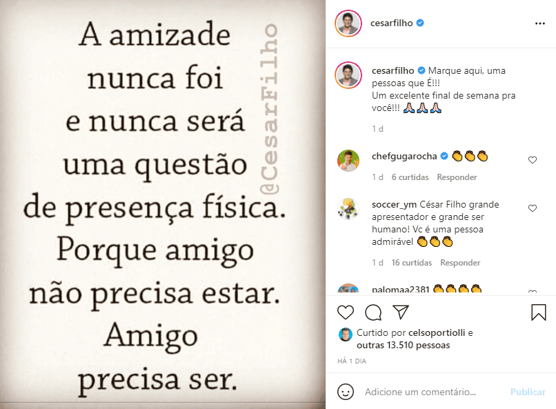 César Filho mandou um recado reflexivo em suas redes sociais