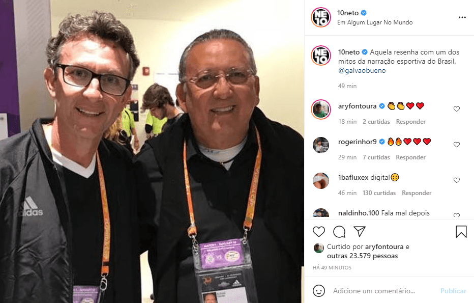Galvão Bueno e Neto posaram juntos no passado (Foto: Reprodução/ Instagram) Galvão Bueno e Neto posaram juntos no passado (Foto: Reprodução/ Instagram)