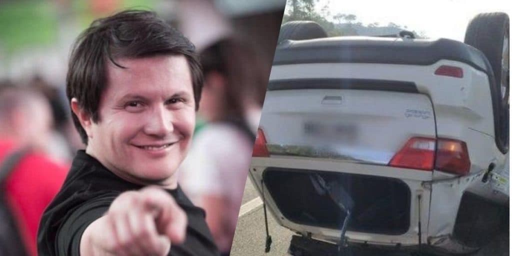 Giovani, dupla de Gian, sofre acidente, tem carro capotado e sinal sobrenatural é recebido: "Não queria sair"