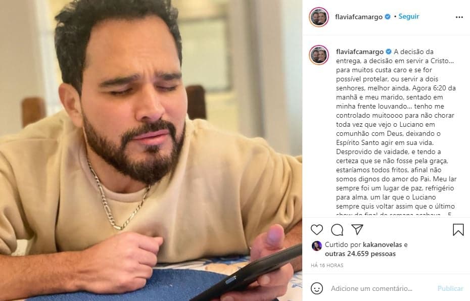Luciano Camargo ganhou uma declaração de amor de sua esposa (Foto: Reprodução) Luciano Camargo ganhou uma declaração de amor de sua esposa (Foto: Reprodução)