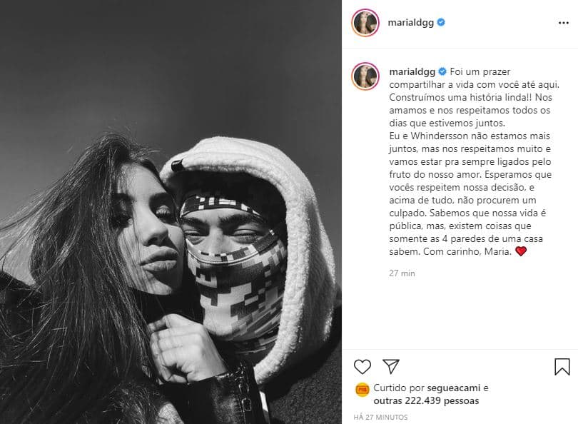 A estudante de Engenharia Civil confirmou o fim do relacionamento com o humorista (Foto: Reprodução/ Instagram)