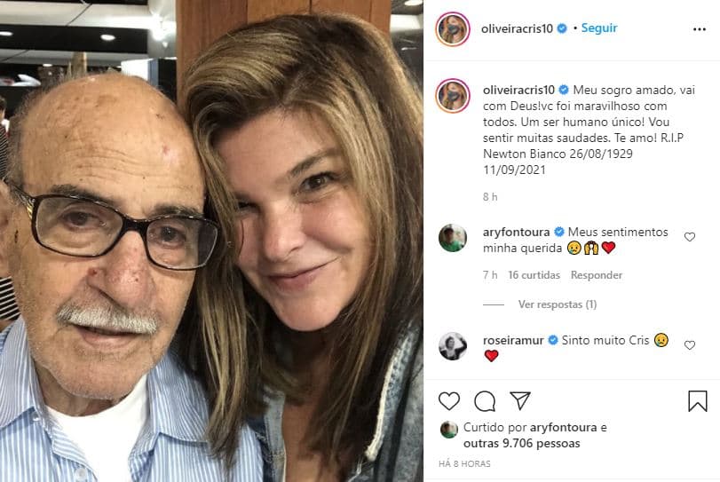 Cristiana Oliveira lamentou a morte do sogro (Foto: Reprodução/ Instagram)