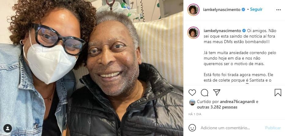 Filha de Pelé resolveu visitá-lo no hospital, após internação às pressas na UTI (Foto: Reprodução/ Instagram)