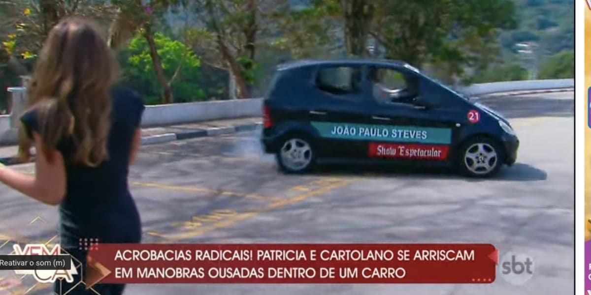 Patrícia Abravanel vê carro indo em sua direção durante ao vivo (Reprodução) Patrícia Abravanel vê carro indo em sua direção durante ao vivo (Reprodução)