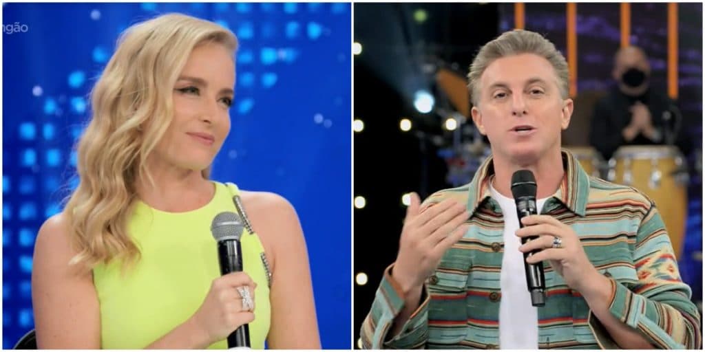 Angélica e Luciano Huck trocaram elogios hoje no Domingão