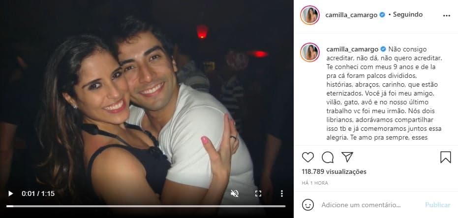 Camilla Camargo se despediu de seu amigo (Foto: Reprodução)