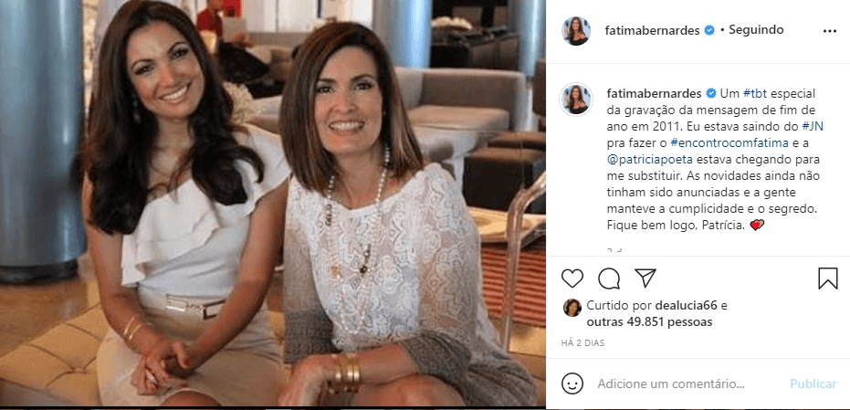 Nas redes sociais, Fátima Bernardes lembrou mudança na Globo (Foto: Reprodução)